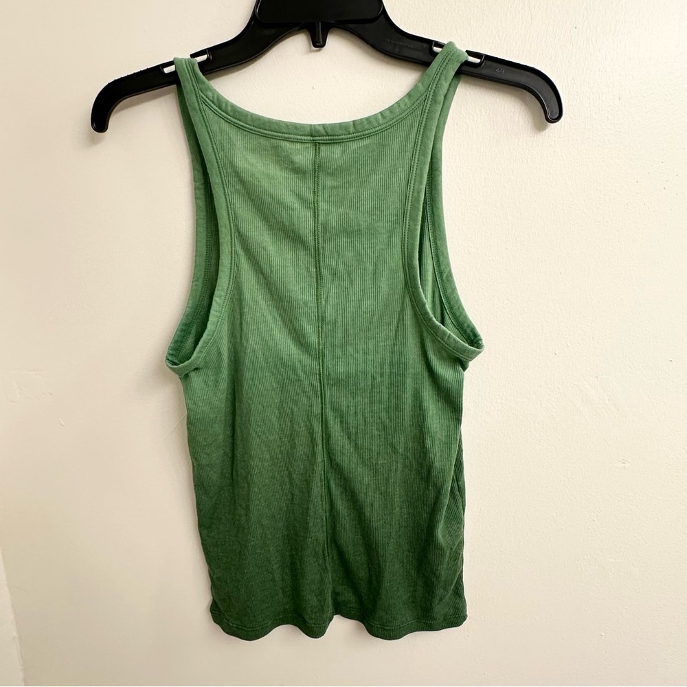 Aerie Fitted Green Dip Dyed Fitted Ribbed Tank Top - Picture 2 of 4